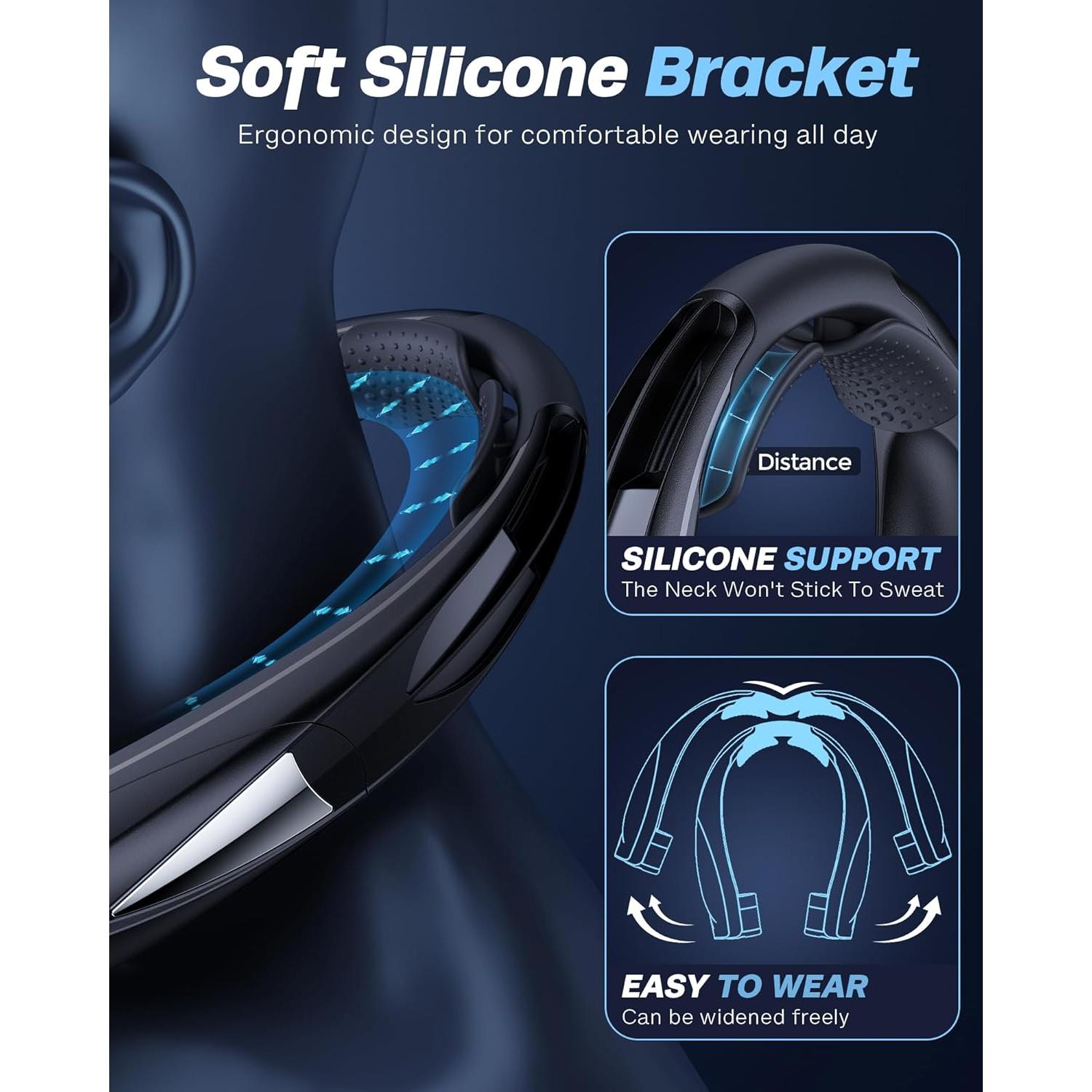 Ventilador de Cuello Portátil Laimiod Q9 con Luz LED y 6 Velocidades