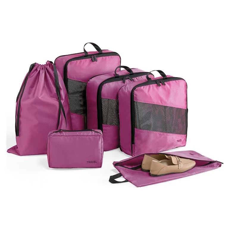 Cubos de Compresión MSBAG para Viaje 6 Piezas Burdeos