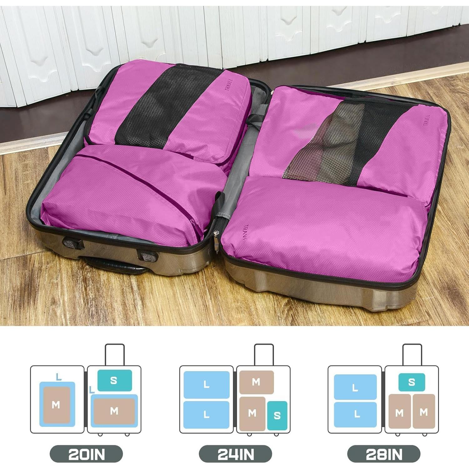 Cubos de Compresión MSBAG para Viaje 6 Piezas Burdeos