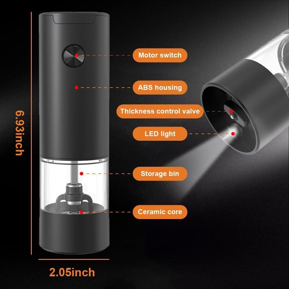 Molinillo eléctrico de sal y pimienta JIDSPWLS con luz LED