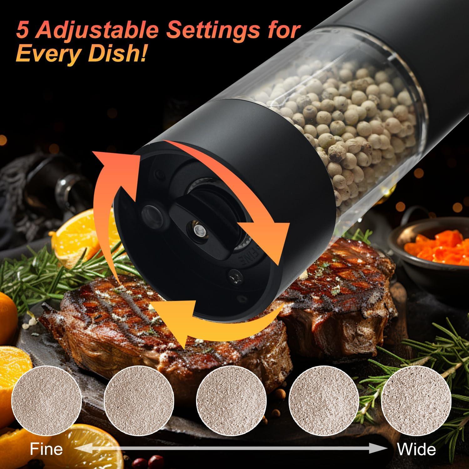 Molinillo eléctrico de sal y pimienta JIDSPWLS con luz LED