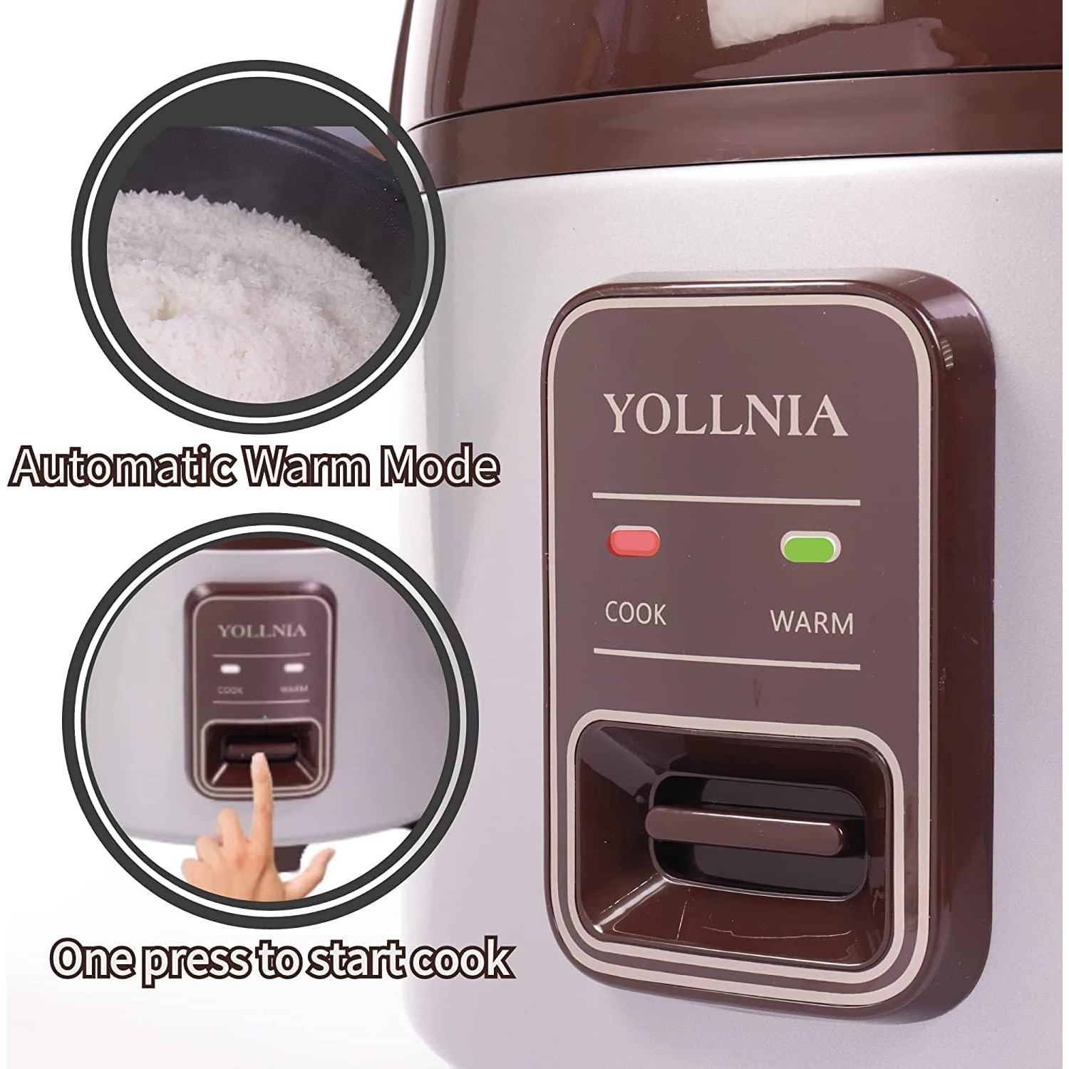 Cocedor de Arroz YOLLNIA 9L 1200W para Restaurante 45 Tazas