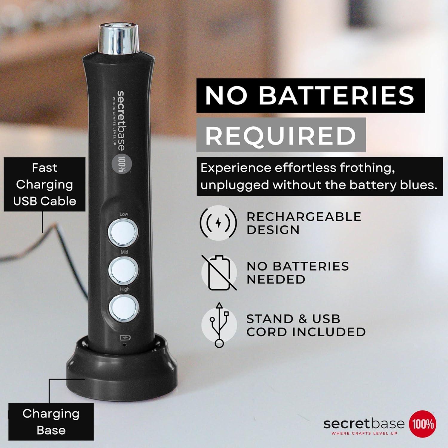 Batidor de Leche Recargable USB-C Secretbase con Jarra 12oz