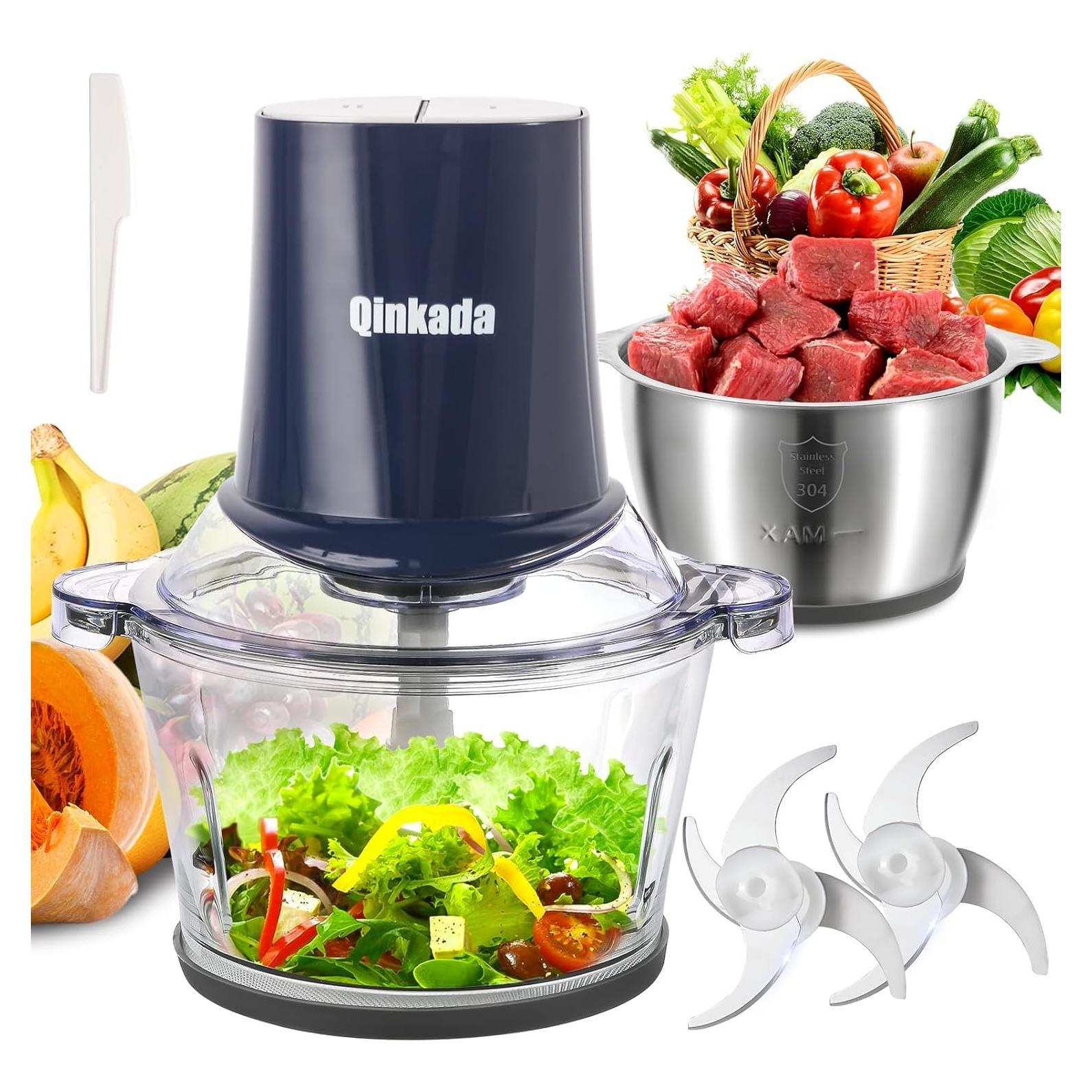 Procesador de Alimentos Qinkada 400W 2 Tazones 8 Tazas Azul