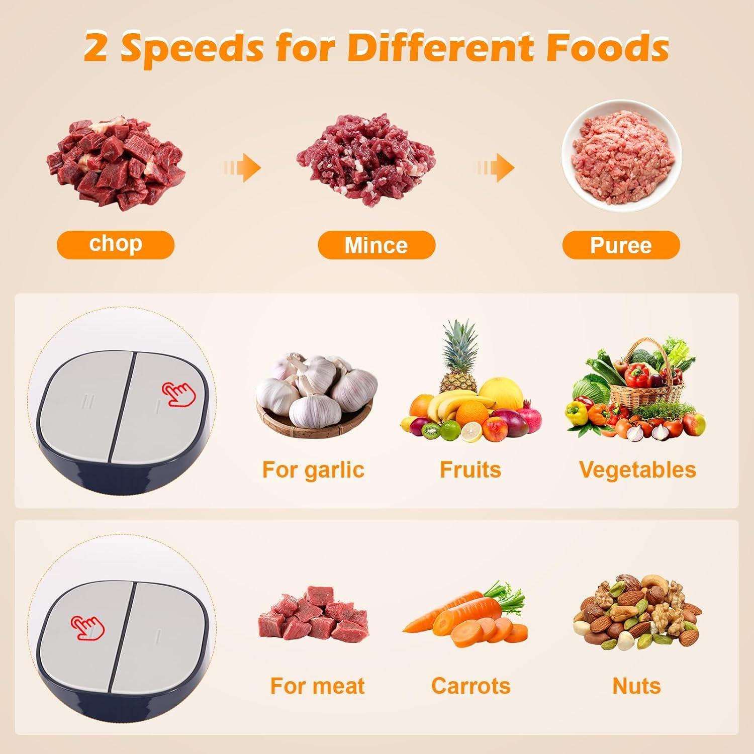 Procesador de Alimentos Qinkada 400W 2 Tazones 8 Tazas Azul