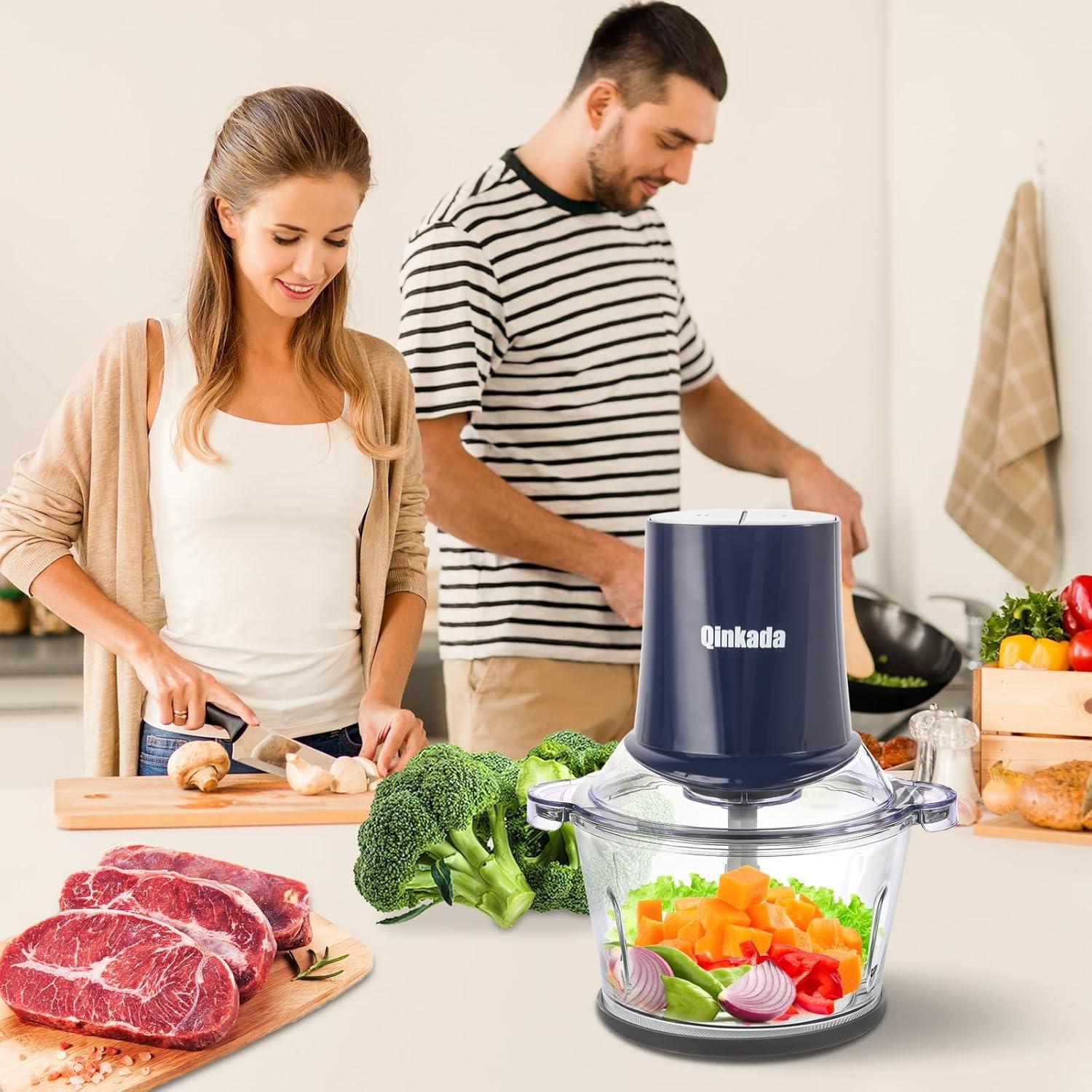 Procesador de Alimentos Qinkada 400W 2 Tazones 8 Tazas Azul