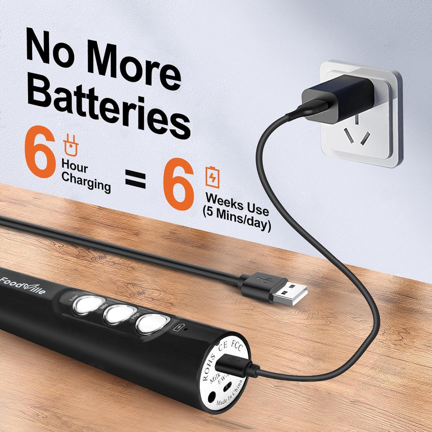 Espumador de Leche FoodVille MF02 Recargable 3 Velocidades