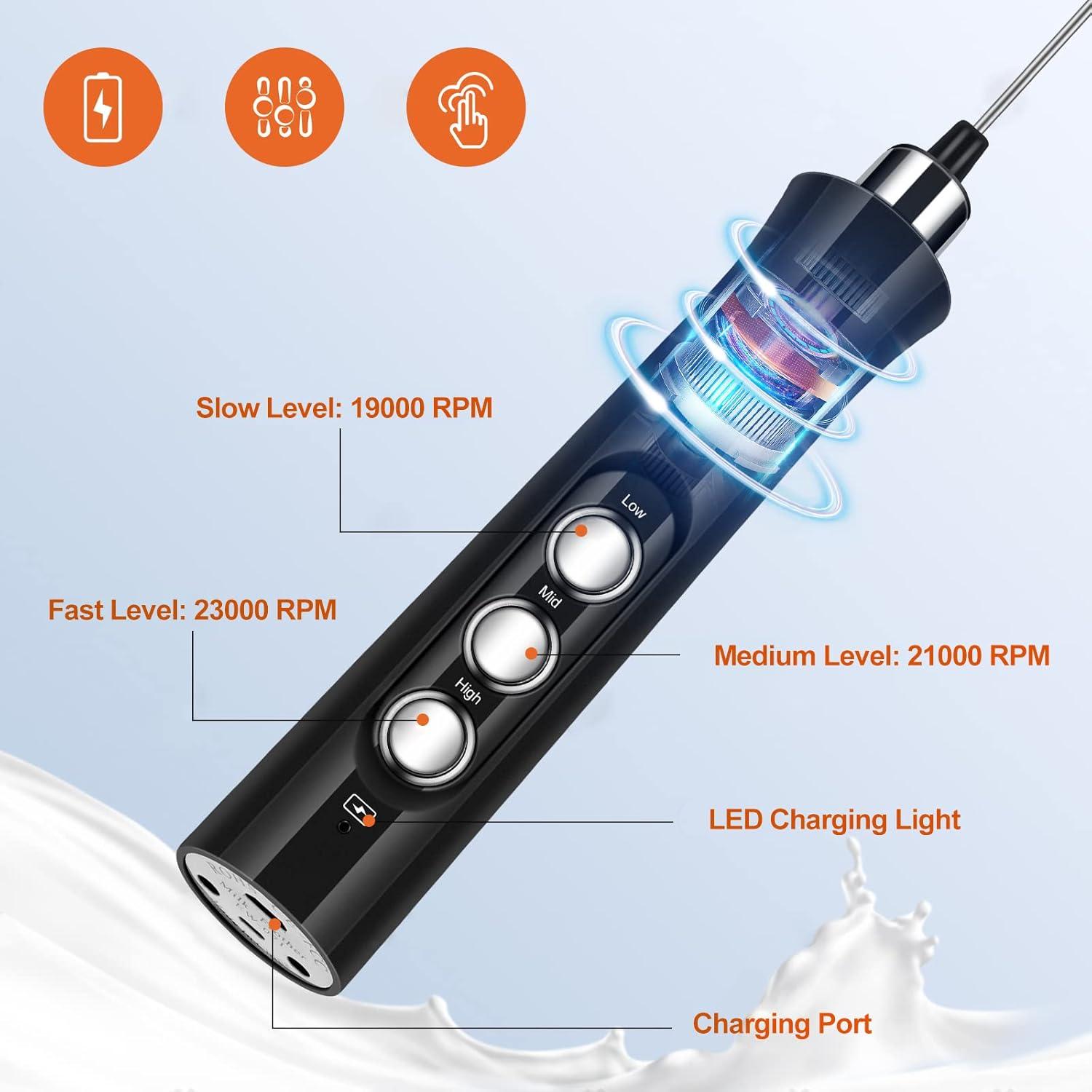 Espumador de Leche FoodVille MF02 Recargable 3 Velocidades