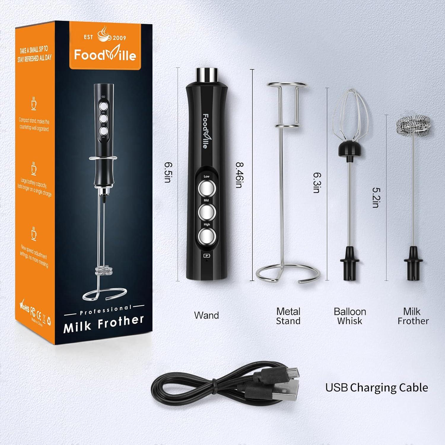 Espumador de Leche FoodVille MF02 Recargable 3 Velocidades