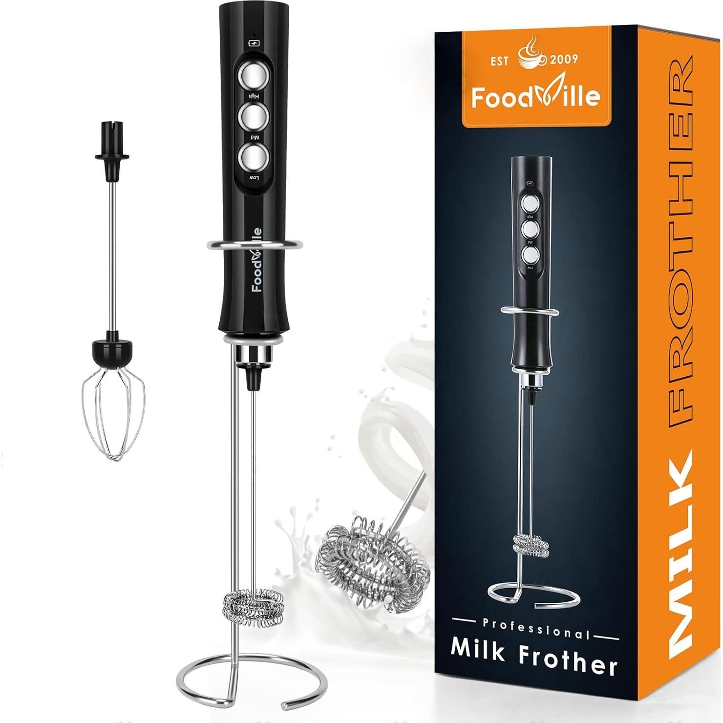 Espumador de Leche FoodVille MF02 Recargable 3 Velocidades