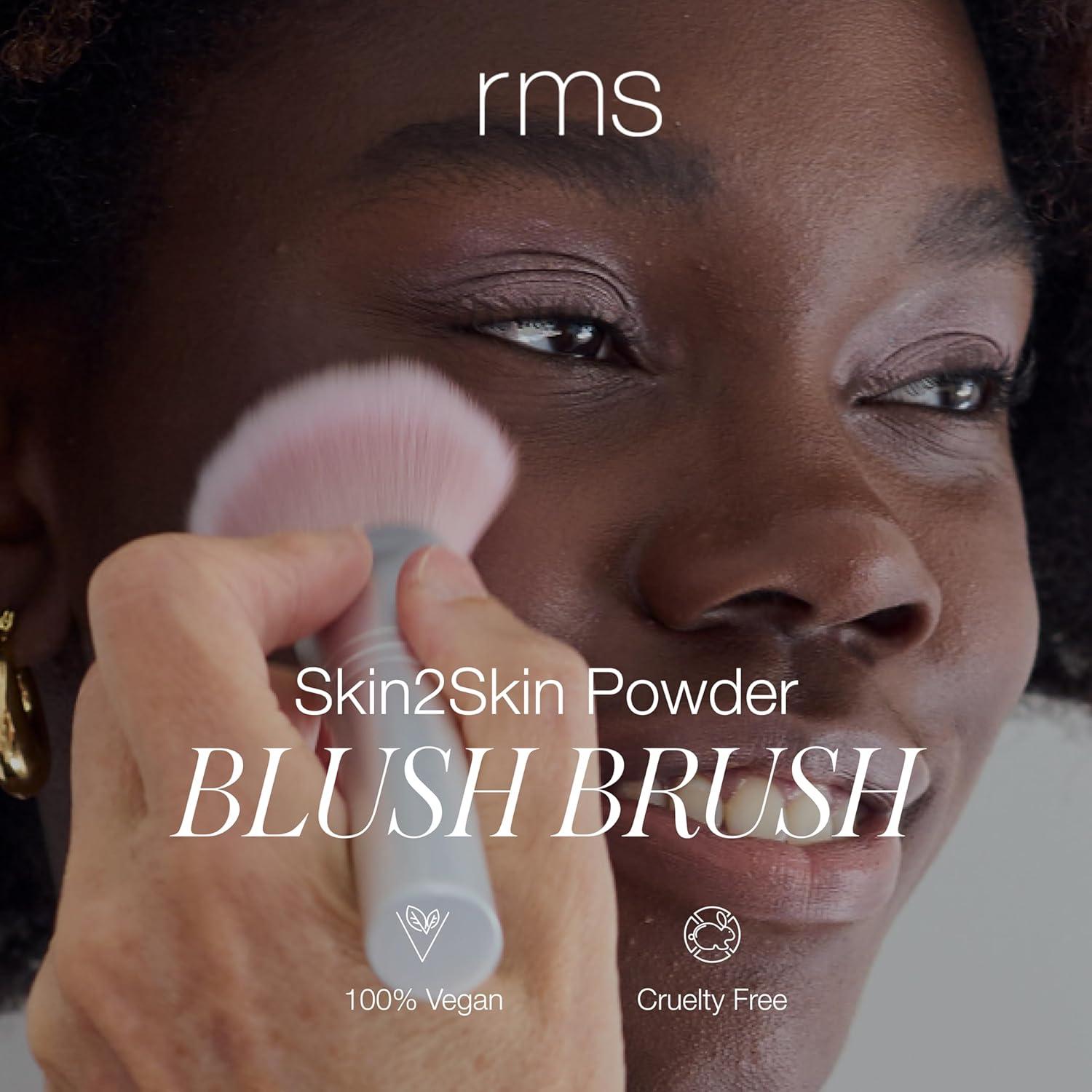 RMS Beauty Skin2Skin Powder Blush Brush - Vegan, Synthetic Fiber Face Makeup Brush for Powder Bronzer, Loose Powder & Powder Blush, Cruelty Free Clean Beauty Makeup Tools