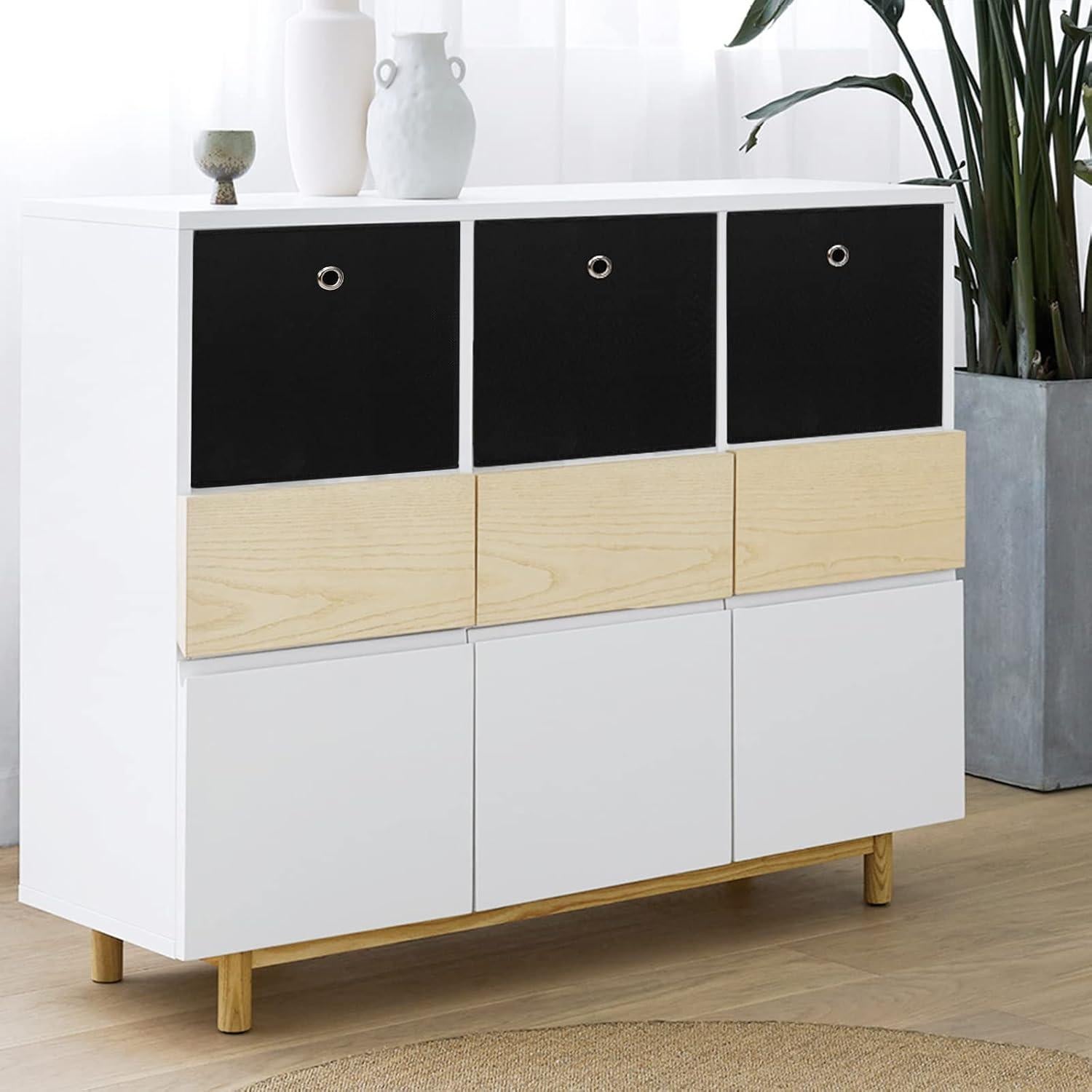 Cajas de Almacenamiento Plegables NieEnjoy 3 Piezas 11L Negras