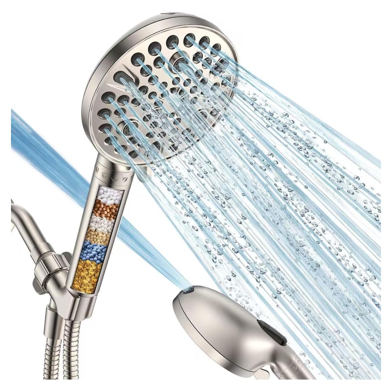 Cabezal de Ducha de Mano MakeFit con Filtro Níquel Cepillado 10 Modos