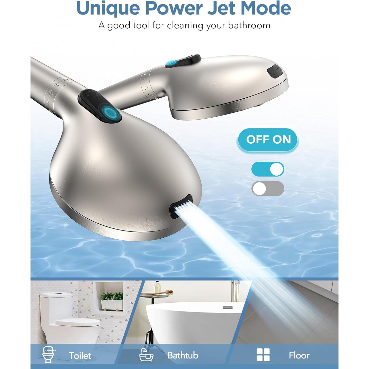 Cabezal de Ducha de Mano MakeFit con Filtro Níquel Cepillado 10 Modos