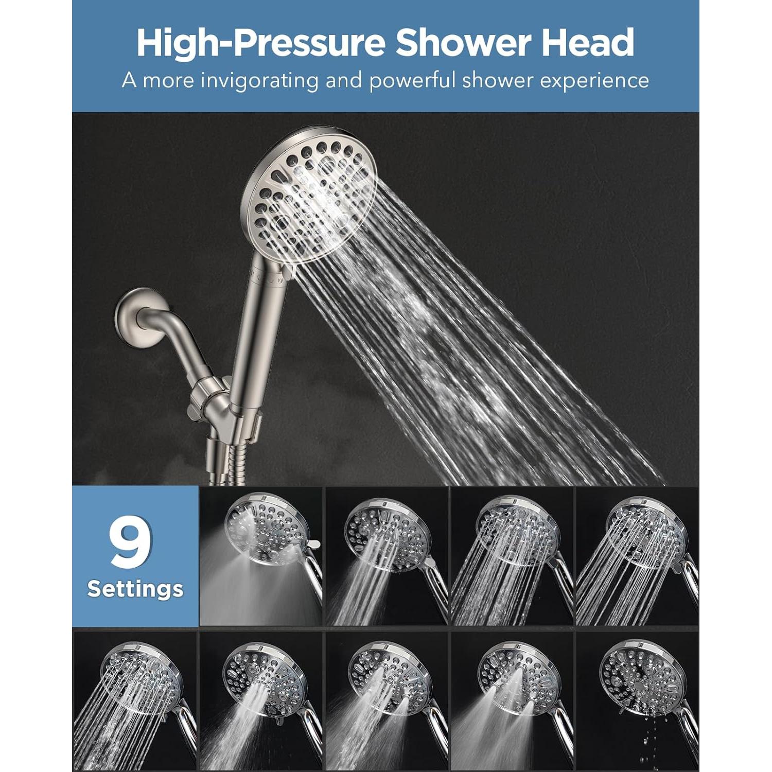 Cabezal de Ducha de Mano MakeFit con Filtro Níquel Cepillado 10 Modos