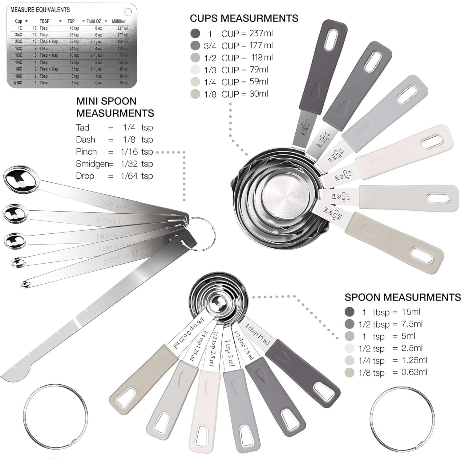 Juego de 22 Piezas de Tazas y Cucharas Medidoras CuttleLab