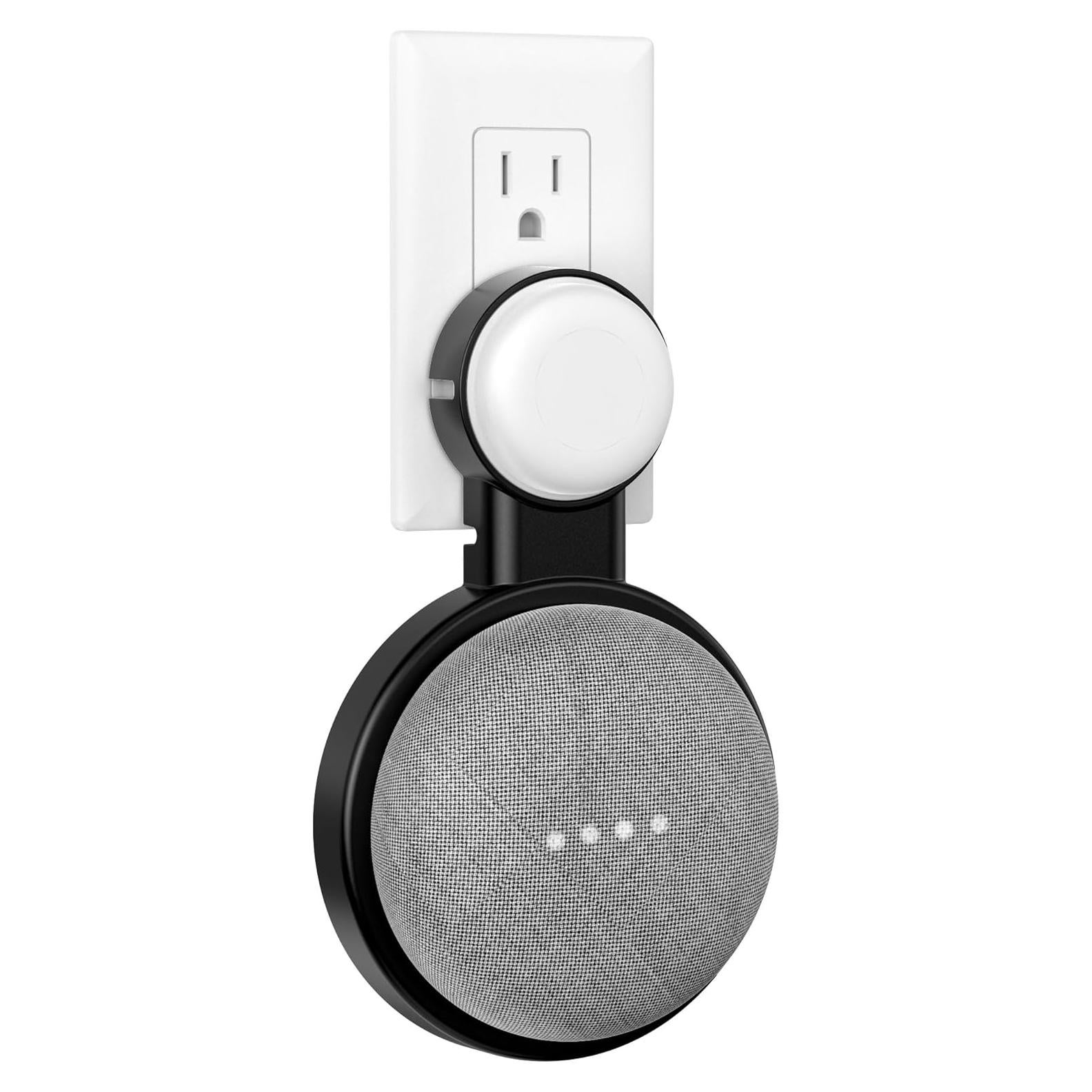 HomeMount Wall Mount for Google Home Mini and Google Nest Mini (2nd Gen),Space-Saving Outlet Holder Accessories for Google Mini Voice Assistant (Black)