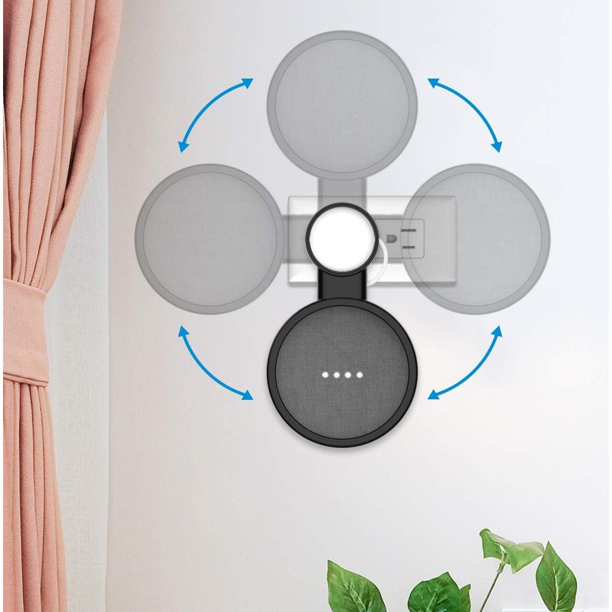 HomeMount Wall Mount for Google Home Mini and Google Nest Mini (2nd Gen),Space-Saving Outlet Holder Accessories for Google Mini Voice Assistant (Black)