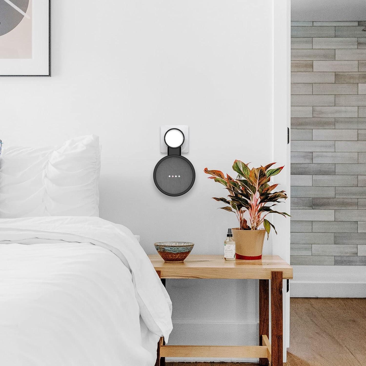 HomeMount Wall Mount for Google Home Mini and Google Nest Mini (2nd Gen),Space-Saving Outlet Holder Accessories for Google Mini Voice Assistant (Black)