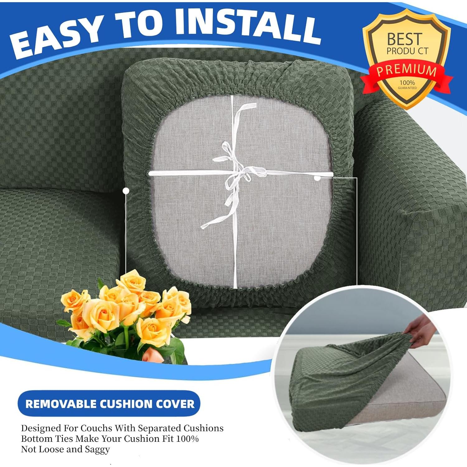 Funda de Cojín YEMYHOM Verde Militar A Cuadros 76x76 cm