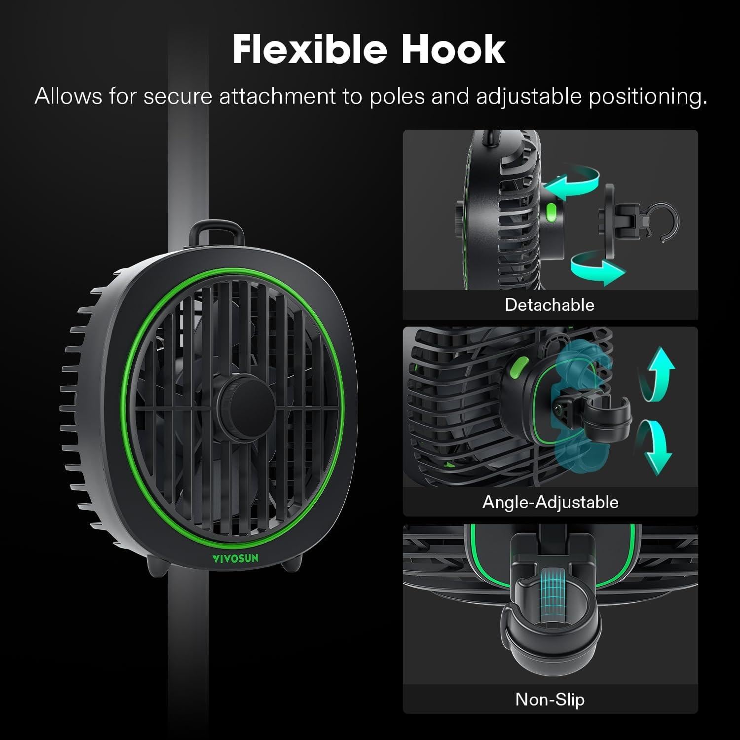 Ventilador de Clip VIVOSUN D4 10 cm 3 Velocidades Ajustable