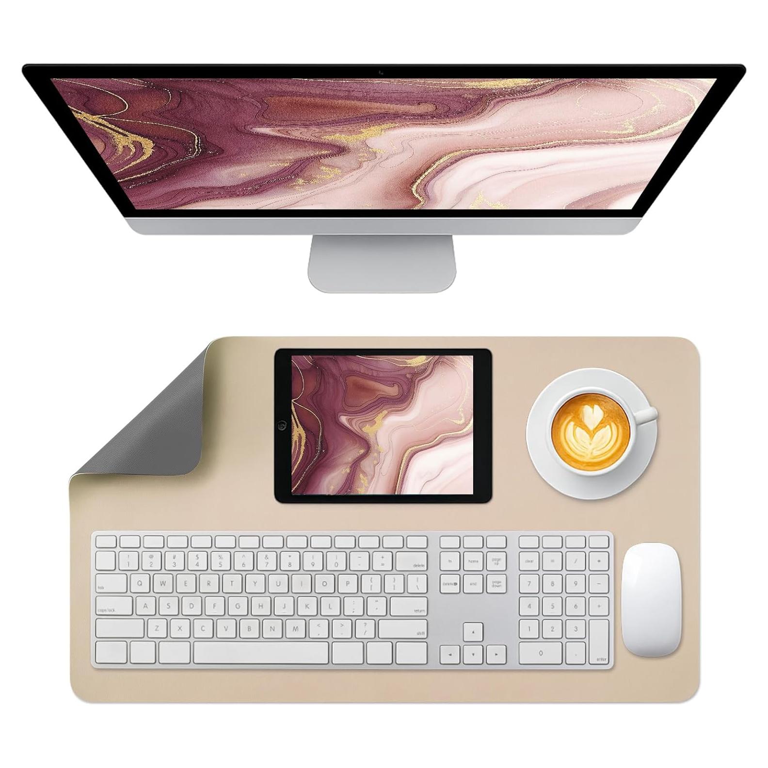 Alfombrilla de Escritorio Antideslizante Meetcolor Beige Gris 60x35cm