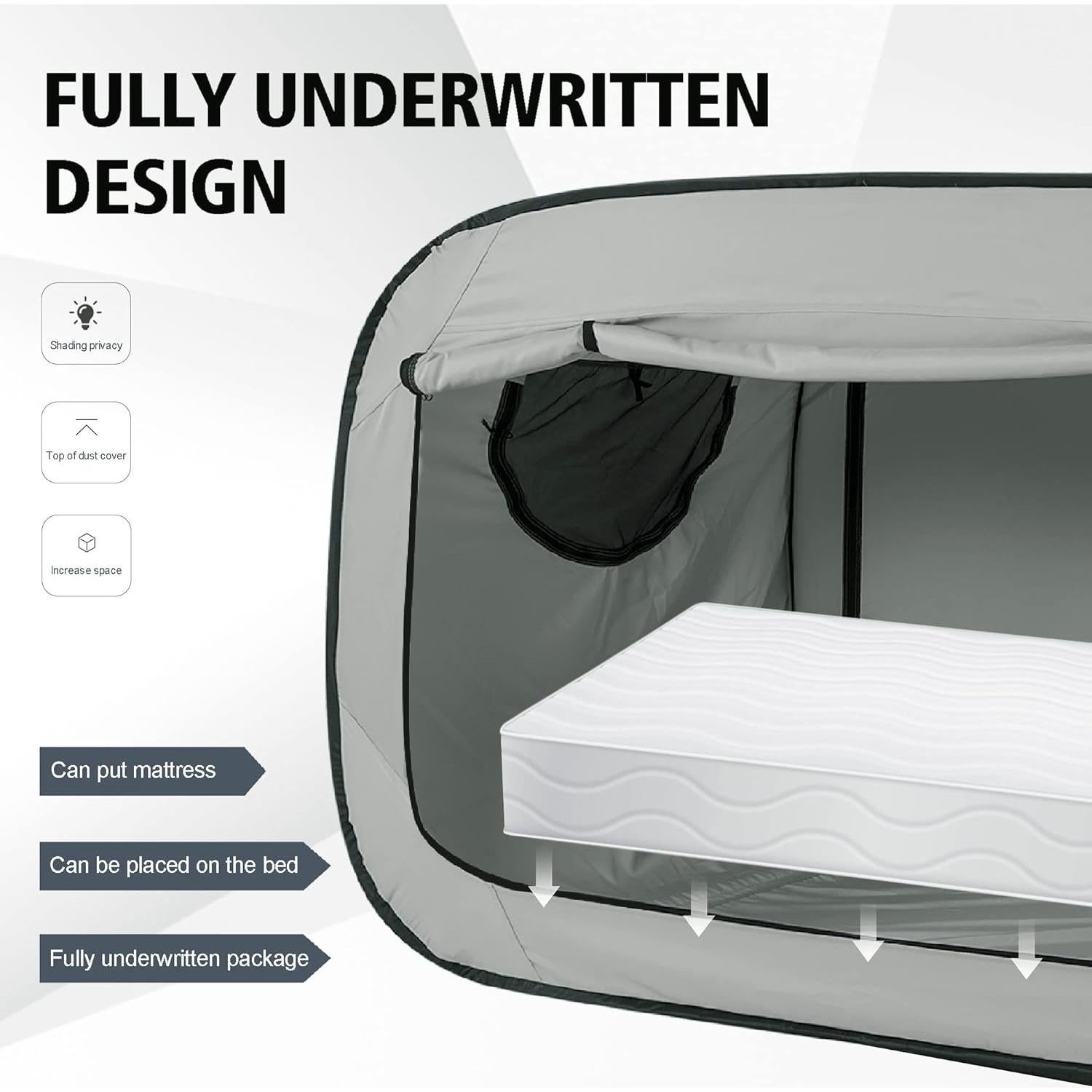 Carpa de Cama ANC POP Individual Negra 200x105x120cm