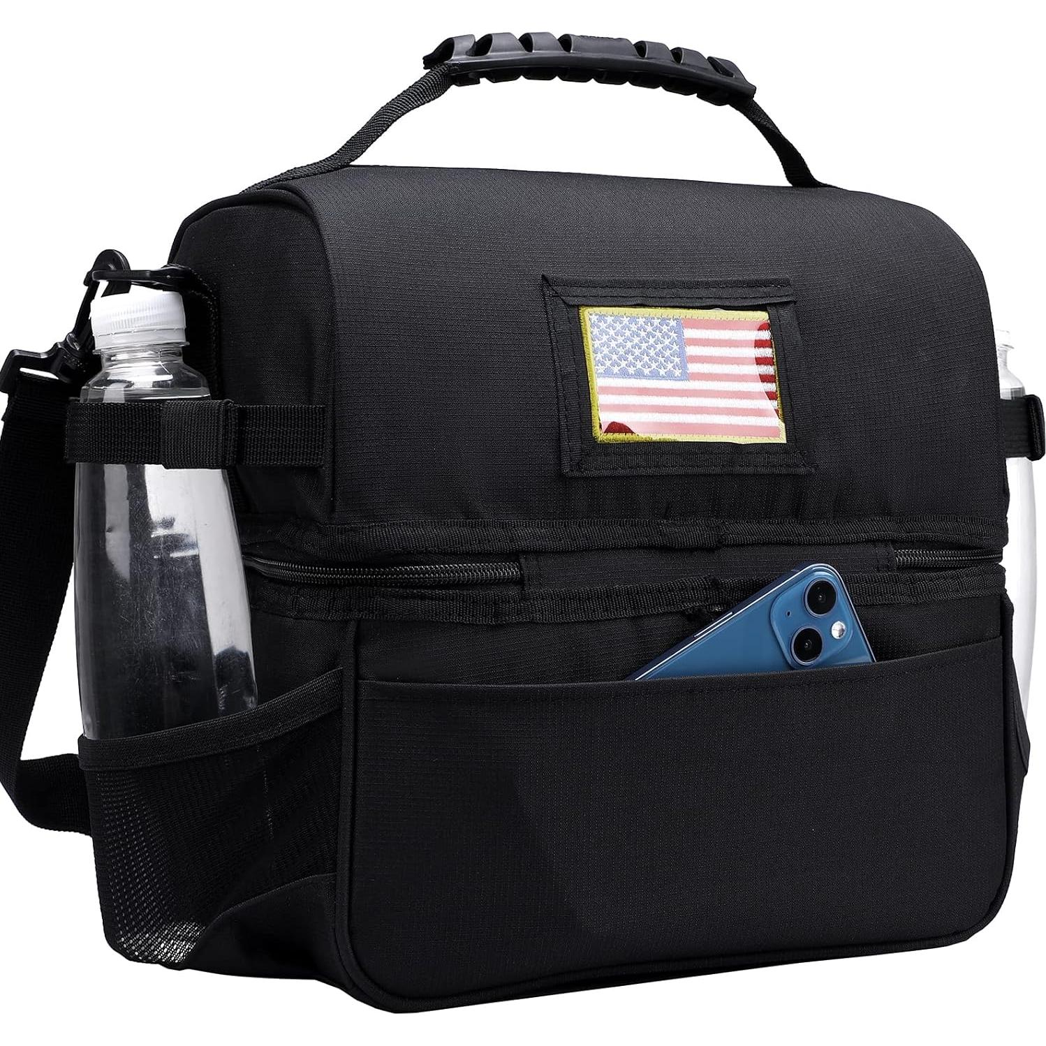 Bolsa de Almuerzo MIER Aislada 2 Compartimentos Negra 14L