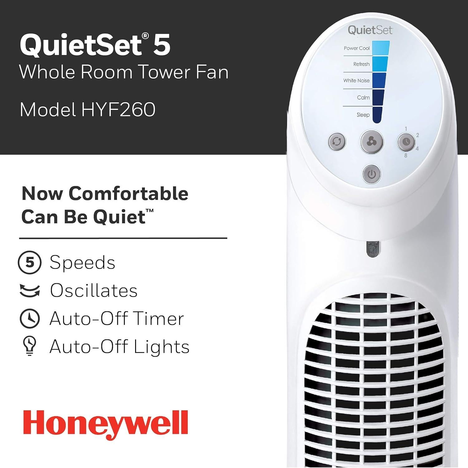Ventilador de Torre Honeywell HYF260 5 Velocidades Blanco