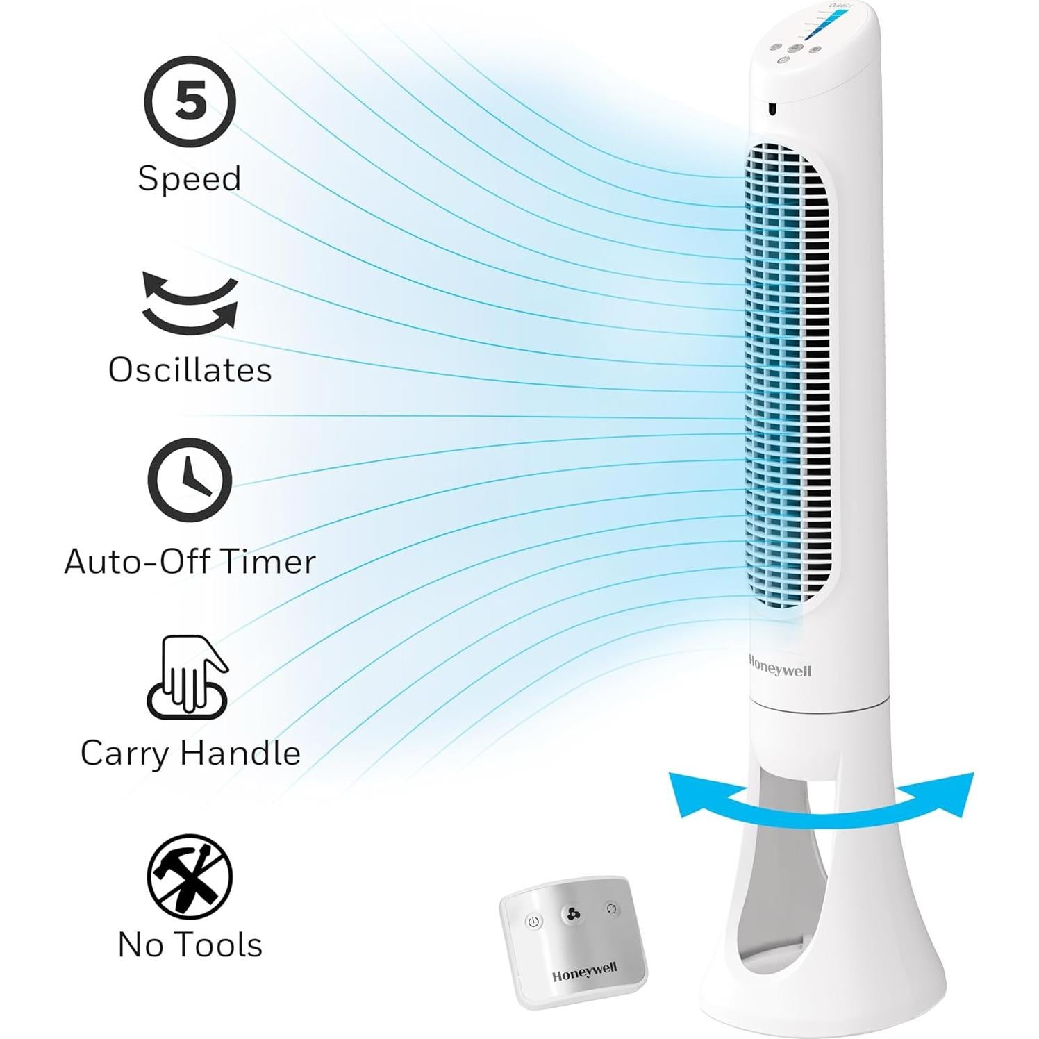 Ventilador de Torre Honeywell HYF260 5 Velocidades Blanco