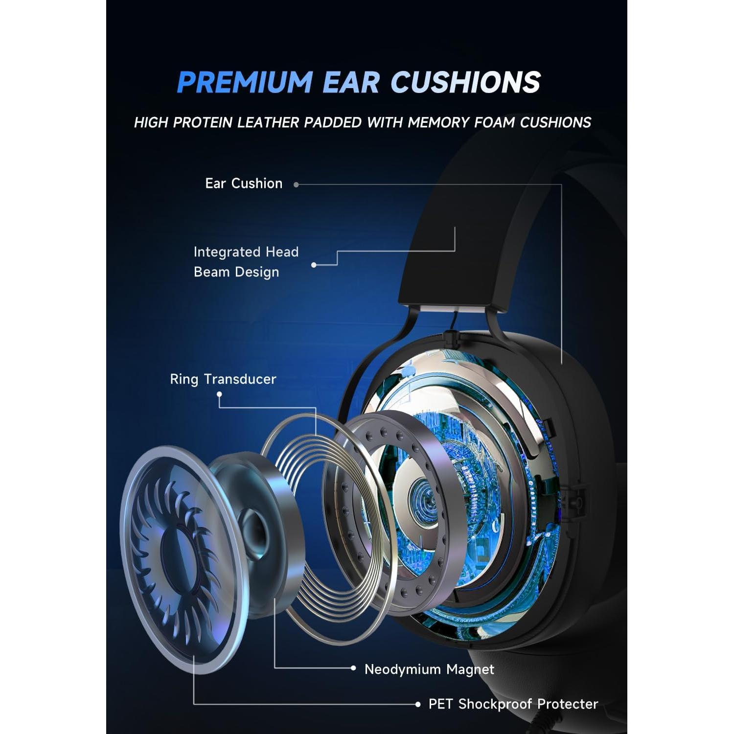 Auriculares Gaming RYR CM7001 USB 7.1, Sonido Surround, RGB