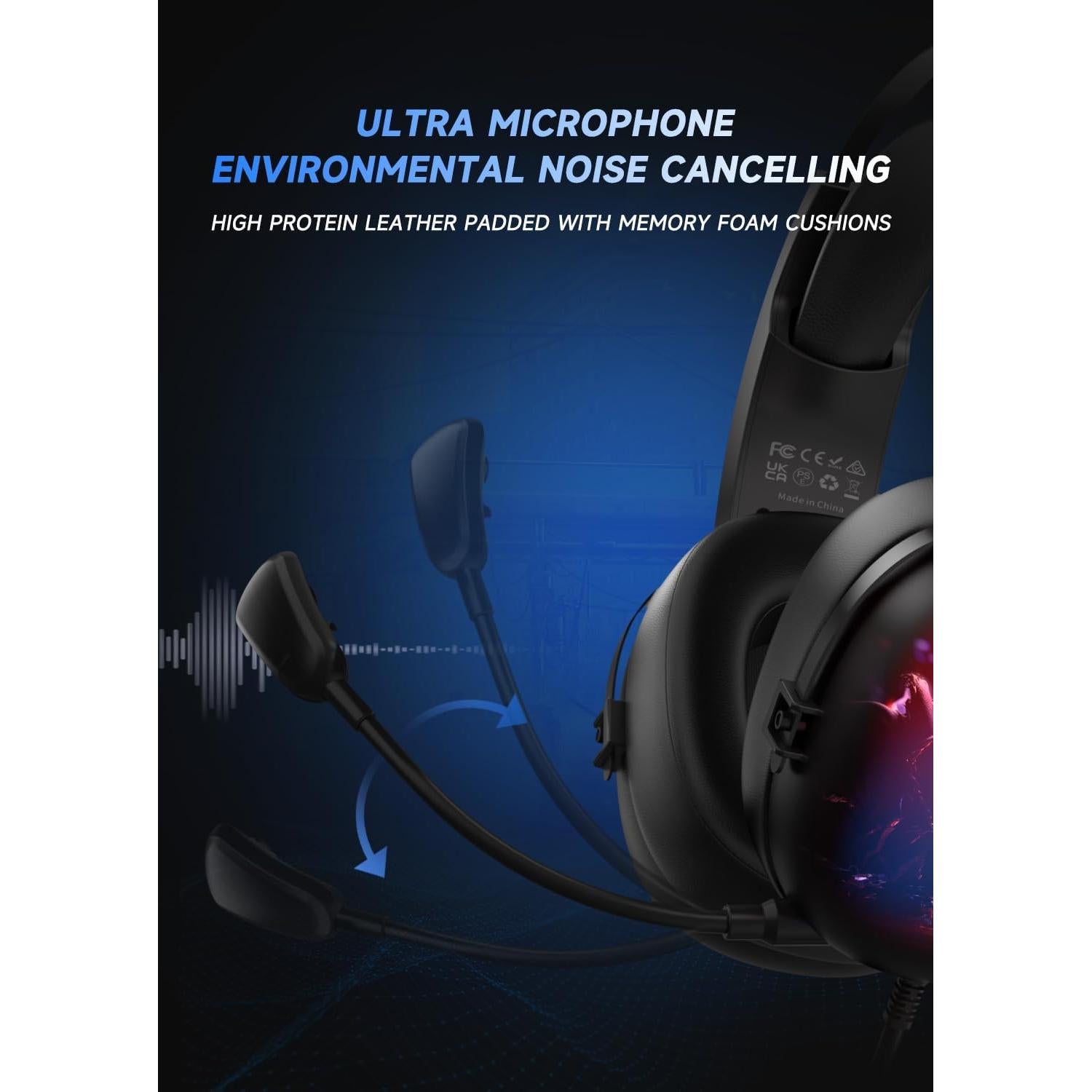 Auriculares Gaming RYR CM7001 USB 7.1, Sonido Surround, RGB