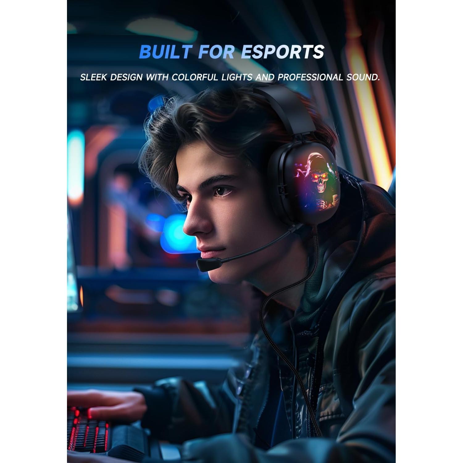 Auriculares Gaming RYR CM7001 USB 7.1, Sonido Surround, RGB