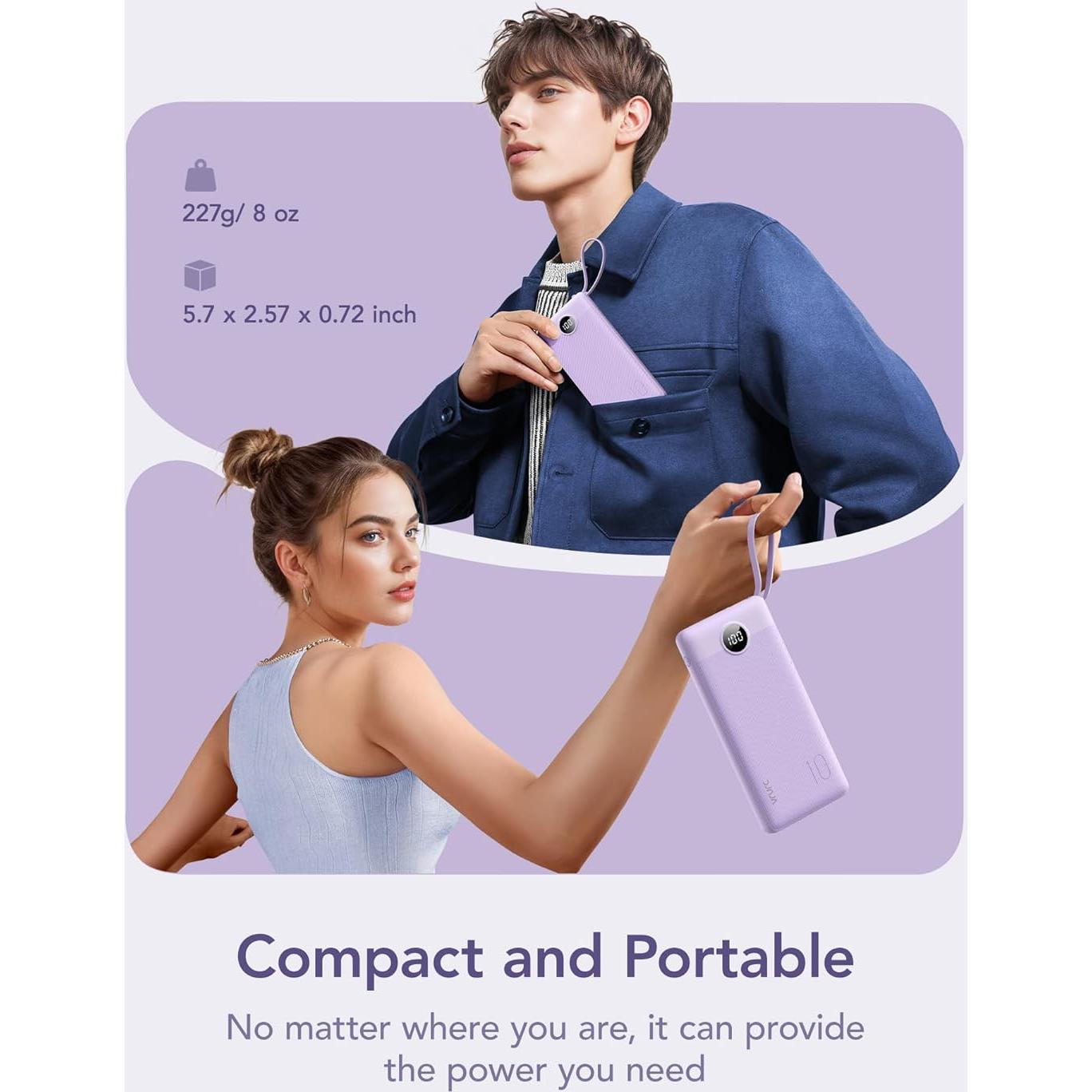 Cargador Portátil VRURC 10000mAh con 5 Salidas y Cables