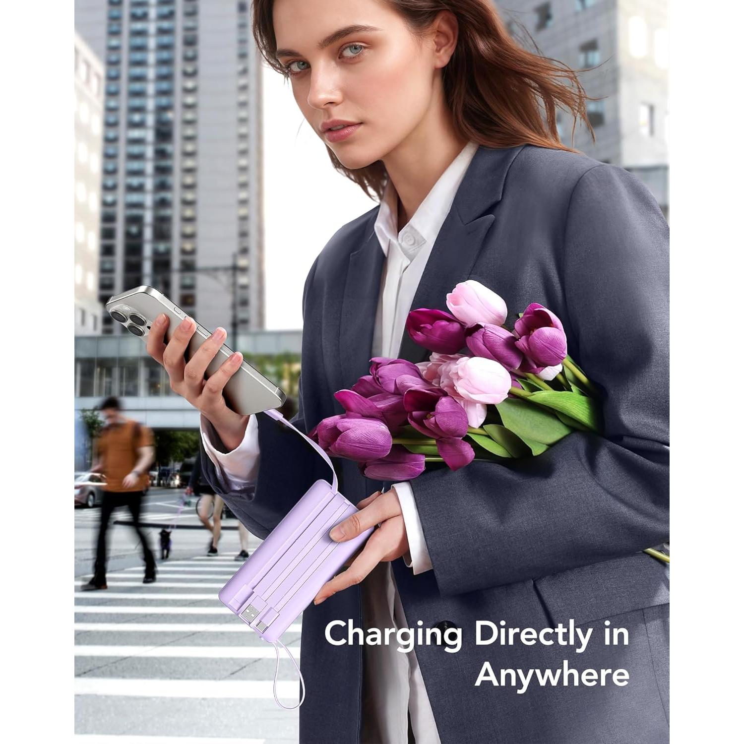 Cargador Portátil VRURC 10000mAh con 5 Salidas y Cables