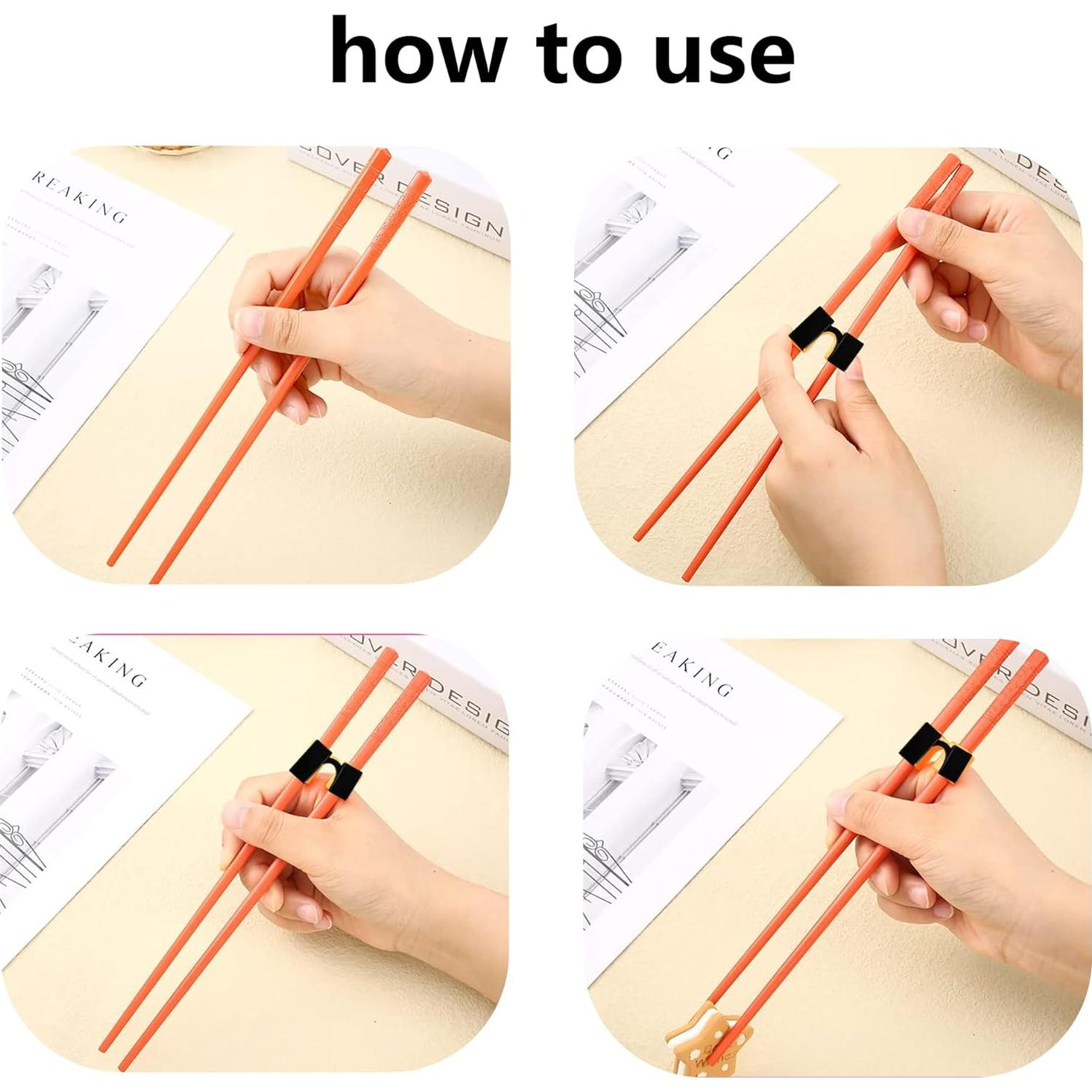 5 Pares de Ayudantes Reutilizables para Palillos esahpss Negro