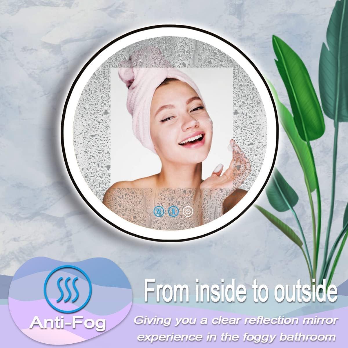 Espejo de baño LED redondo DIDIDADA 50.8 cm regulable 3 colores