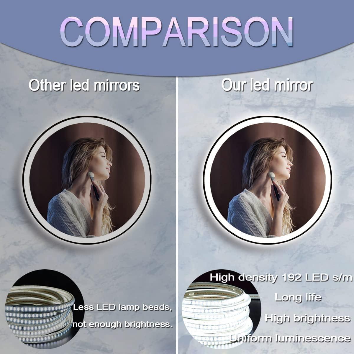 Espejo de baño LED redondo DIDIDADA 50.8 cm regulable 3 colores