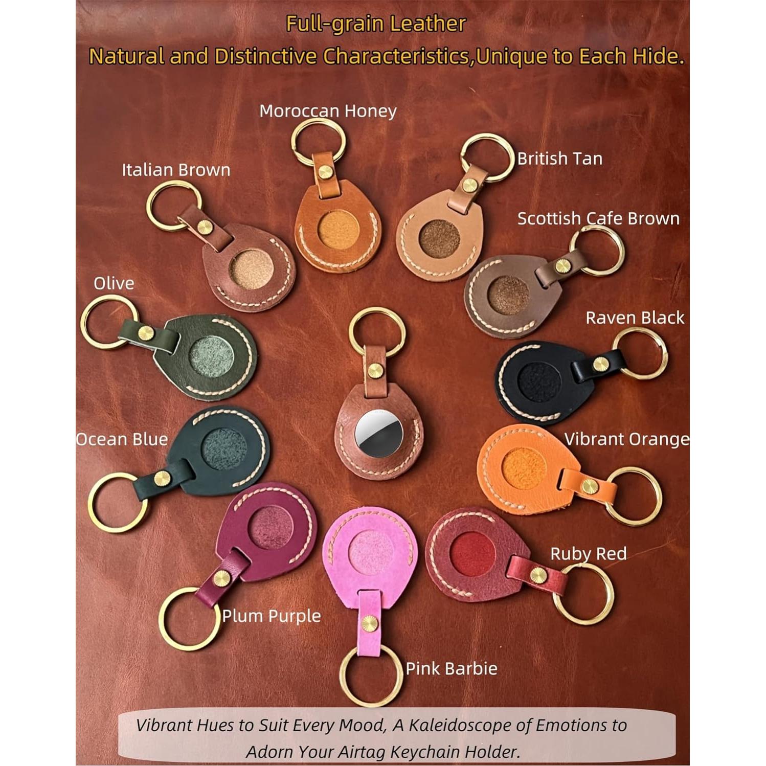 Soporte de llavero de cuero HOMEYEAH para Airtag - Rosa