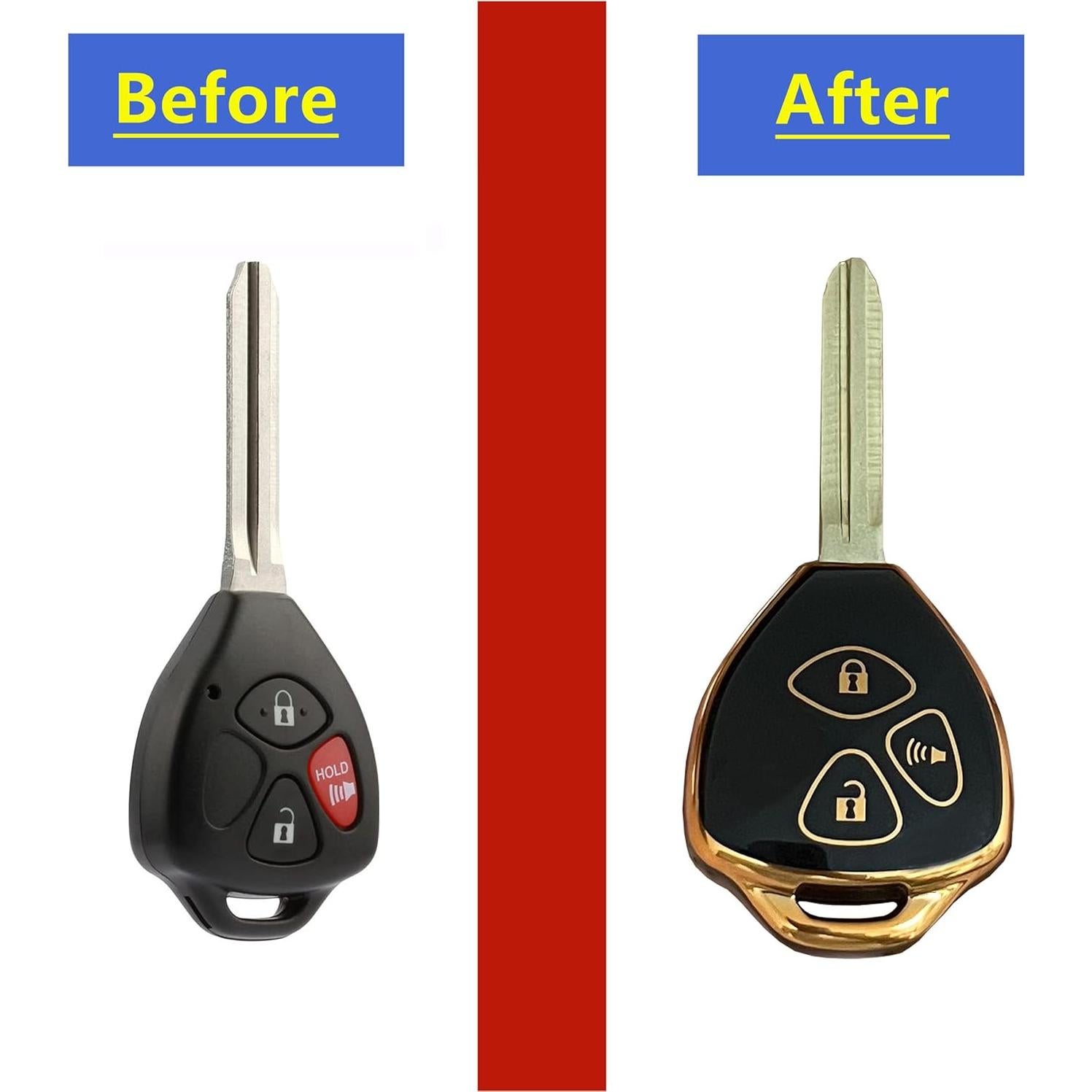 Cubierta de llavero Toyota TAPAYICA 3 botones negro-dorado