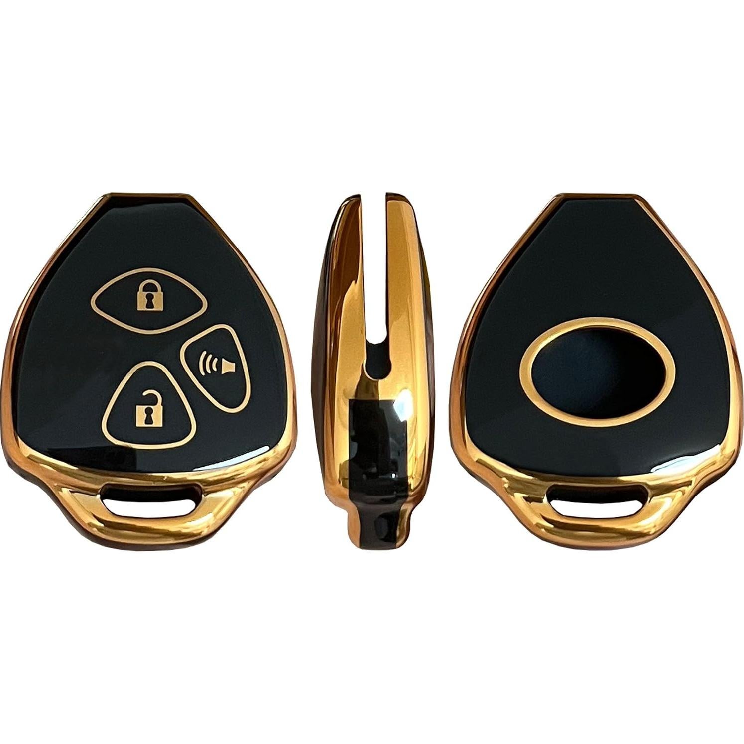 Cubierta de llavero Toyota TAPAYICA 3 botones negro-dorado