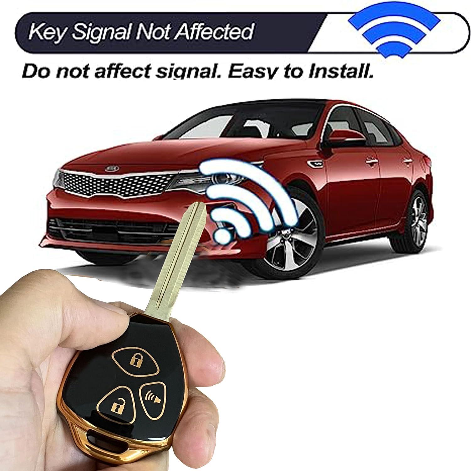 Cubierta de llavero Toyota TAPAYICA 3 botones negro-dorado