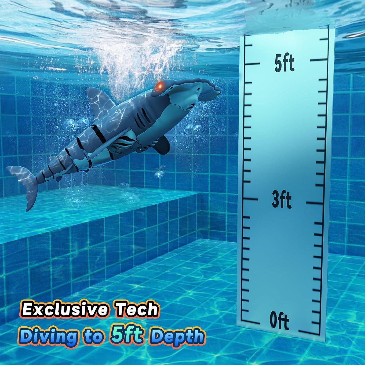 Juguete Tiburón Control Remoto Fygurso Azul 35cm IPX7