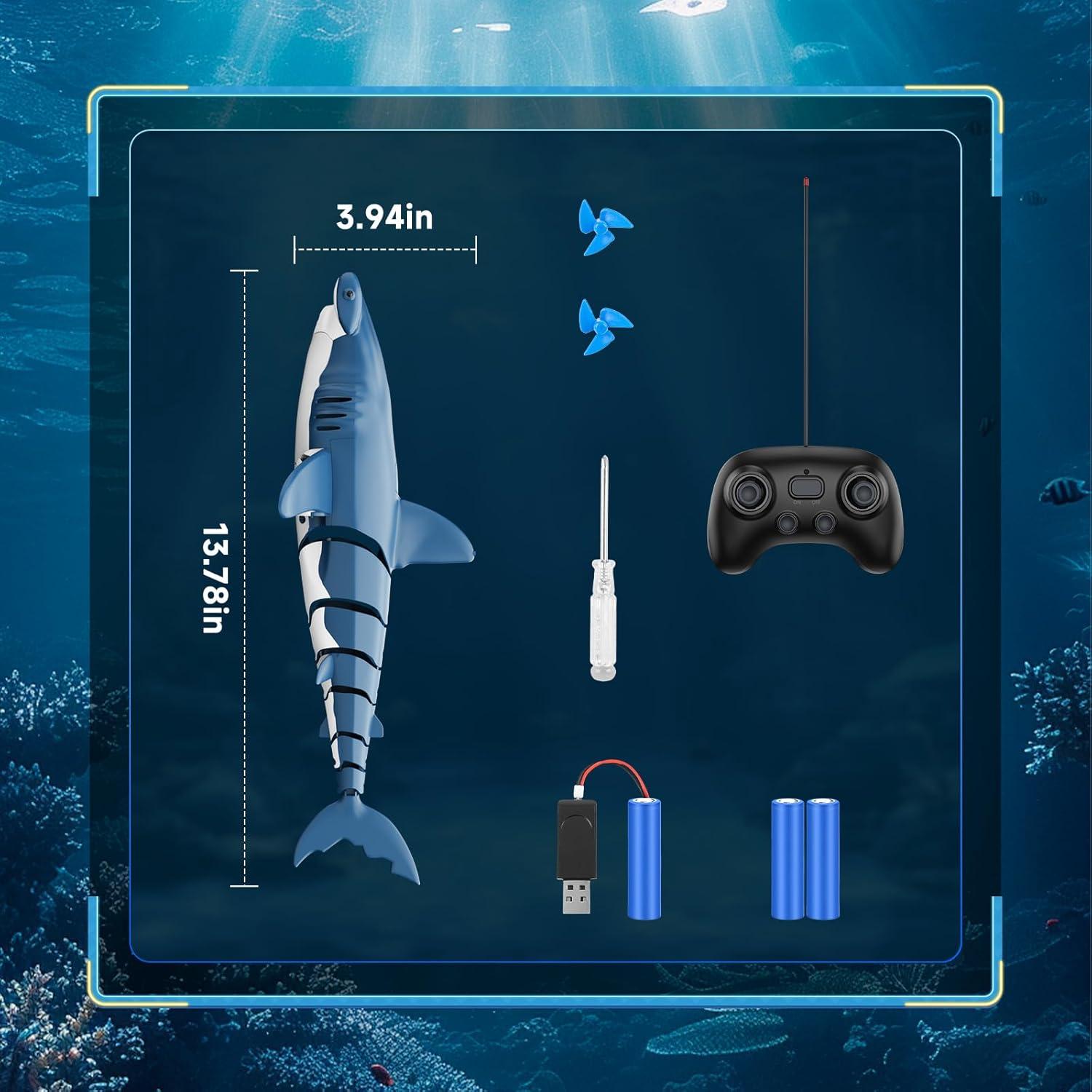 Juguete Tiburón Control Remoto Fygurso Azul 35cm IPX7