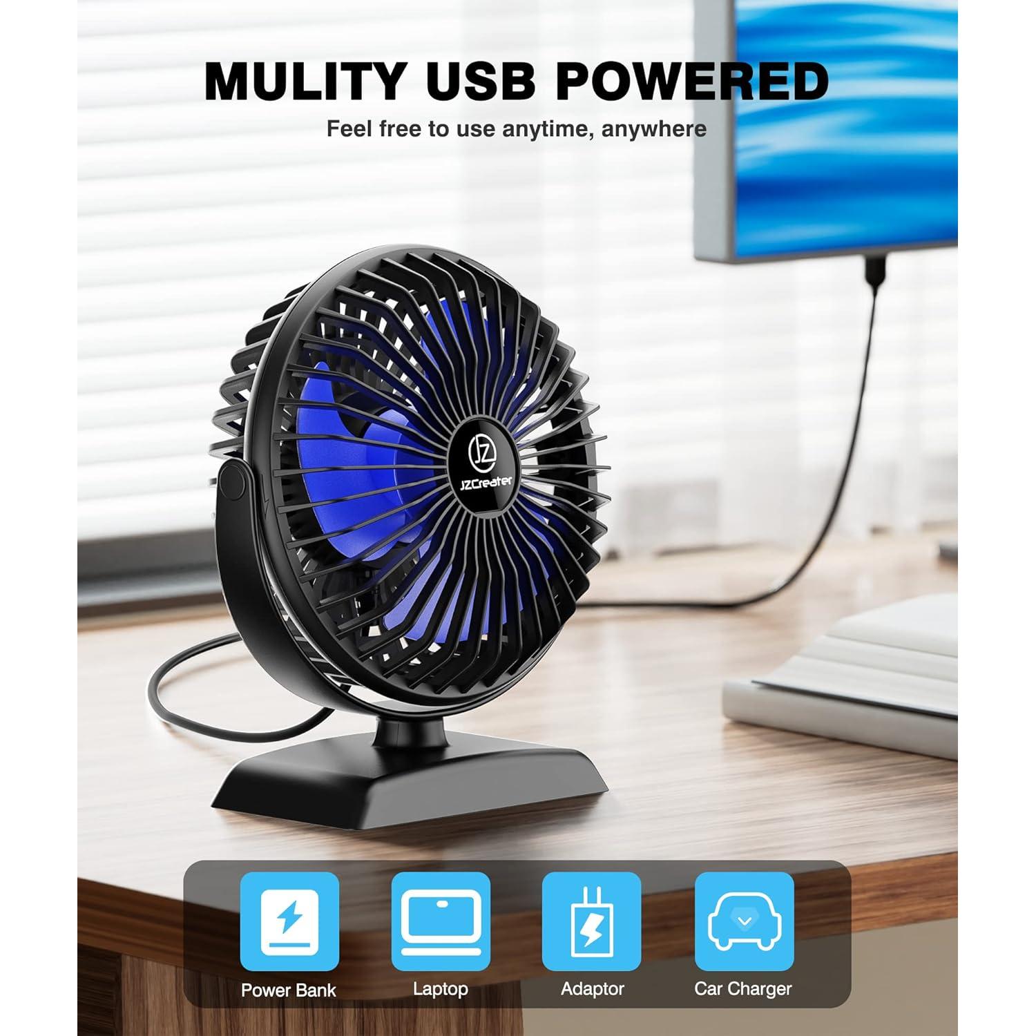 Ventilador de Escritorio JZCreater Mini USB 3 Velocidades Silencioso