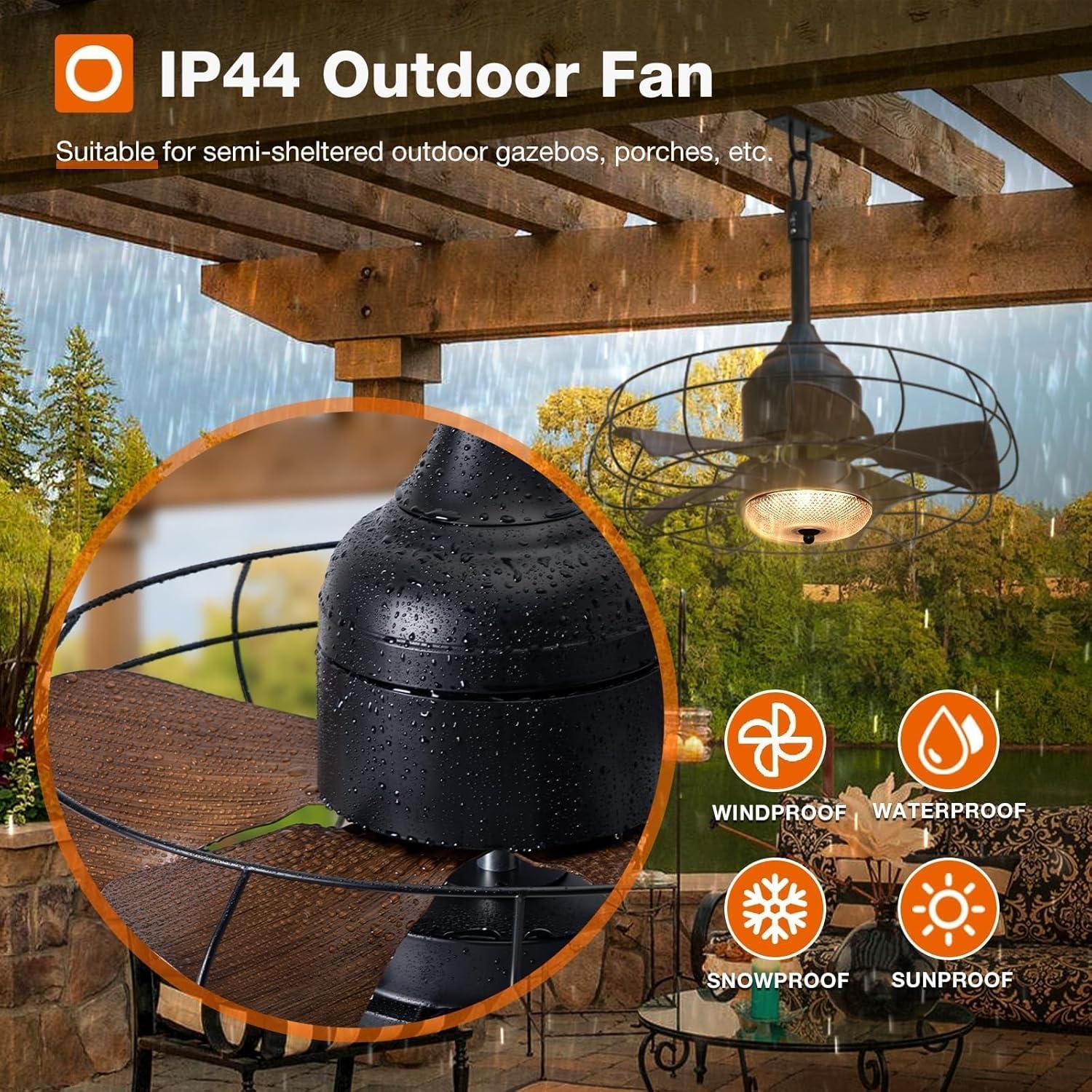 Ventilador de Techo Exterior Addlon 50.8cm con Luz y Control Remoto