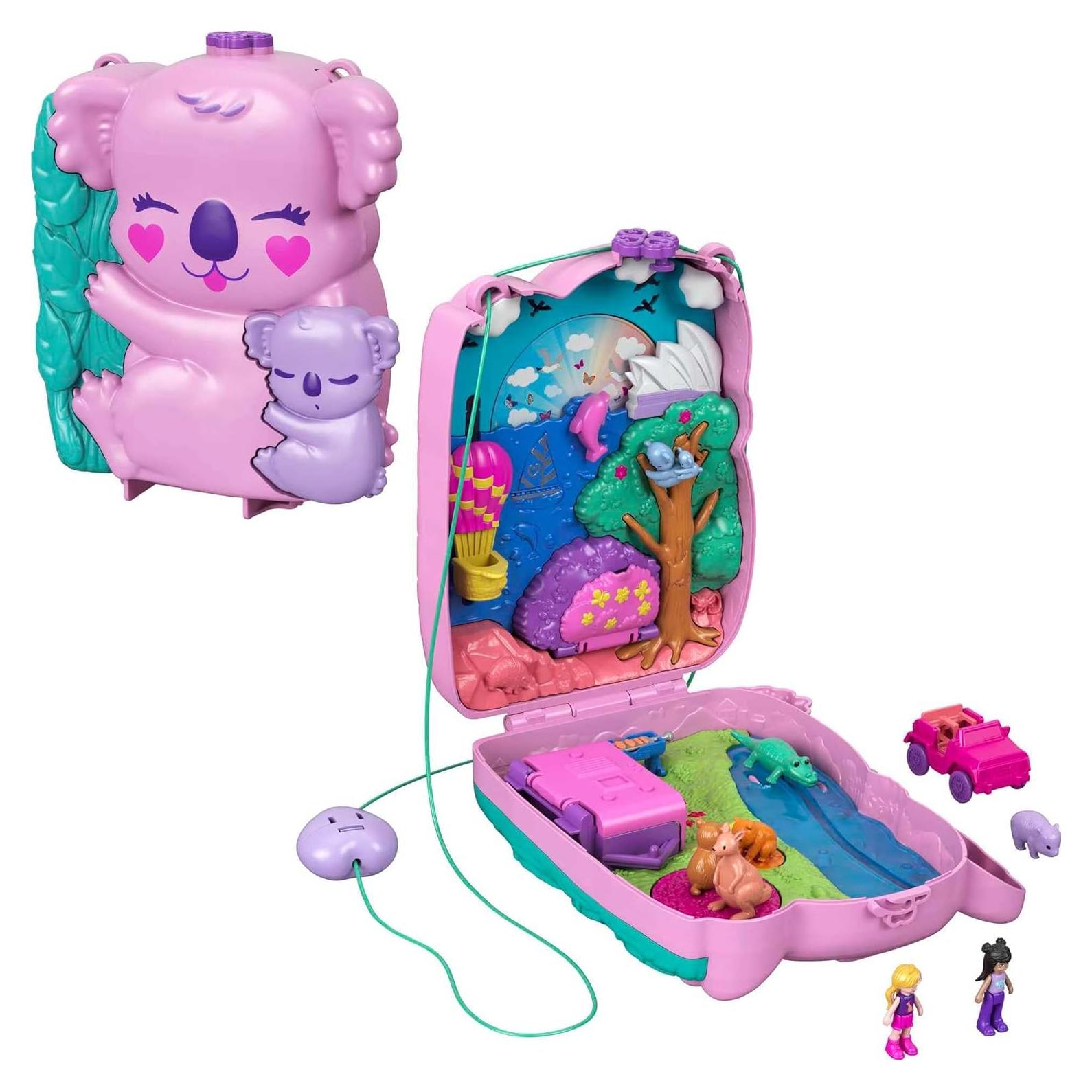 Conjunto de Juguetes Polly Pocket Koala con 2 Muñecas y 5 Animales
