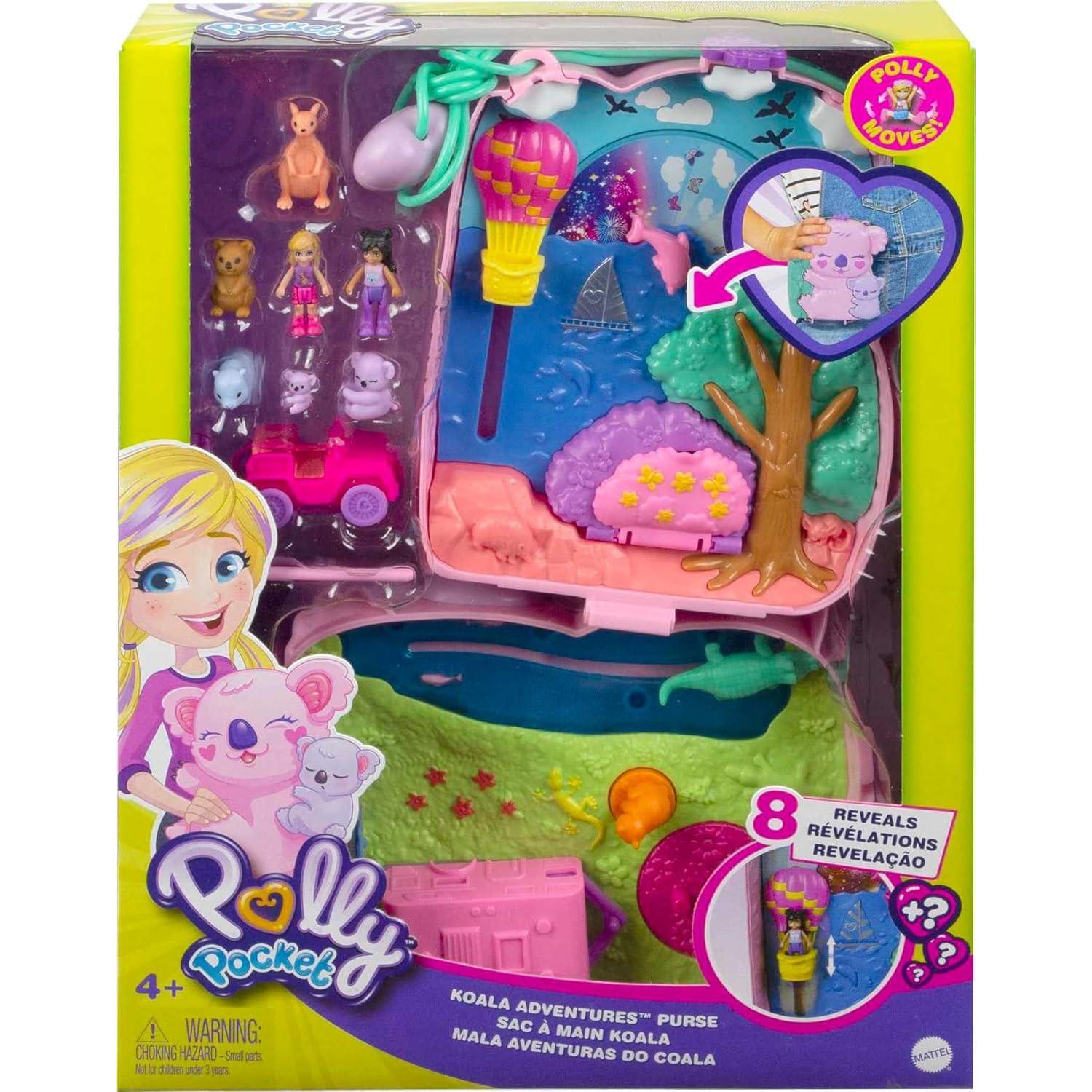 Conjunto de Juguetes Polly Pocket Koala con 2 Muñecas y 5 Animales