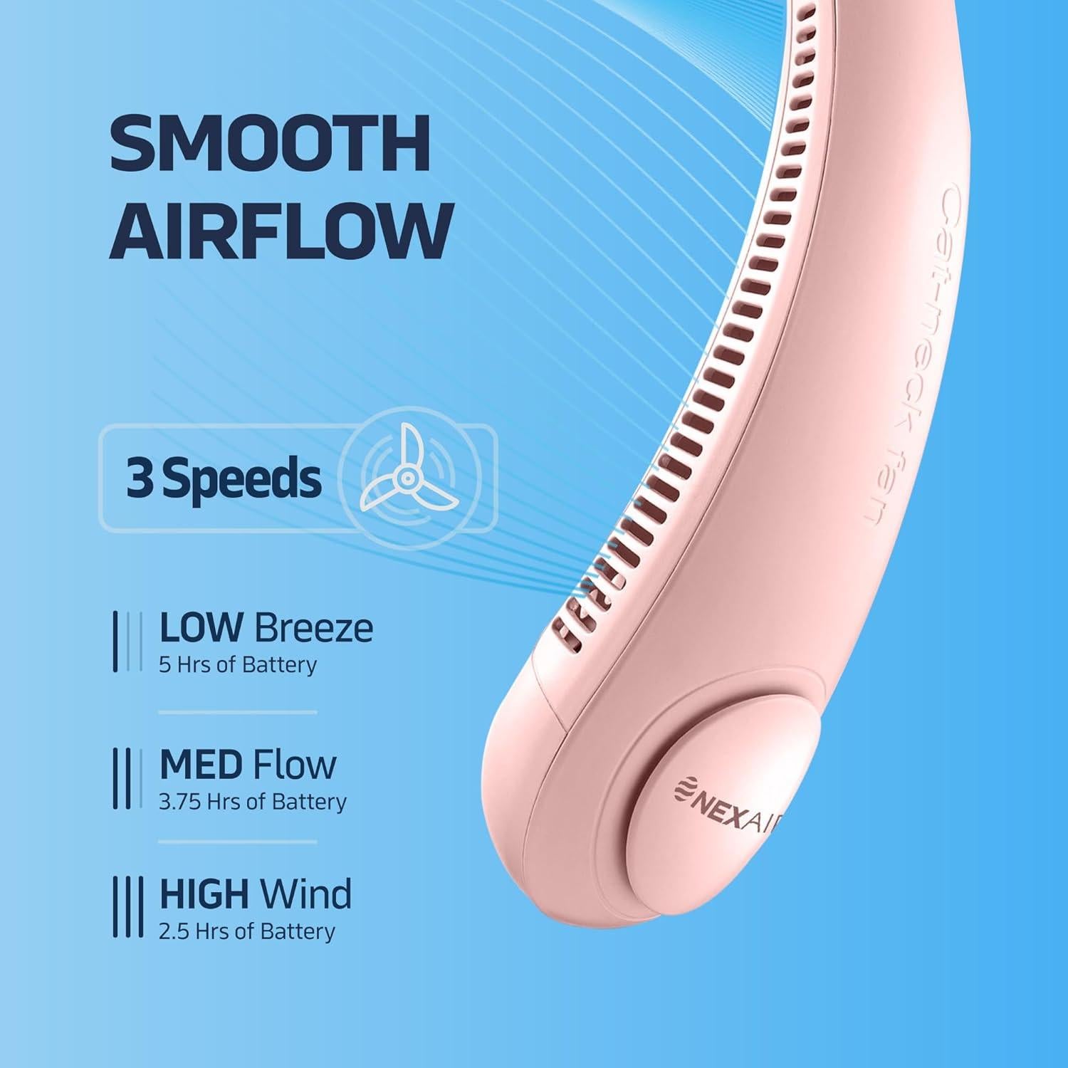 Ventilador de Cuello NEXAIR NF011-PK Recargable 3 Velocidades