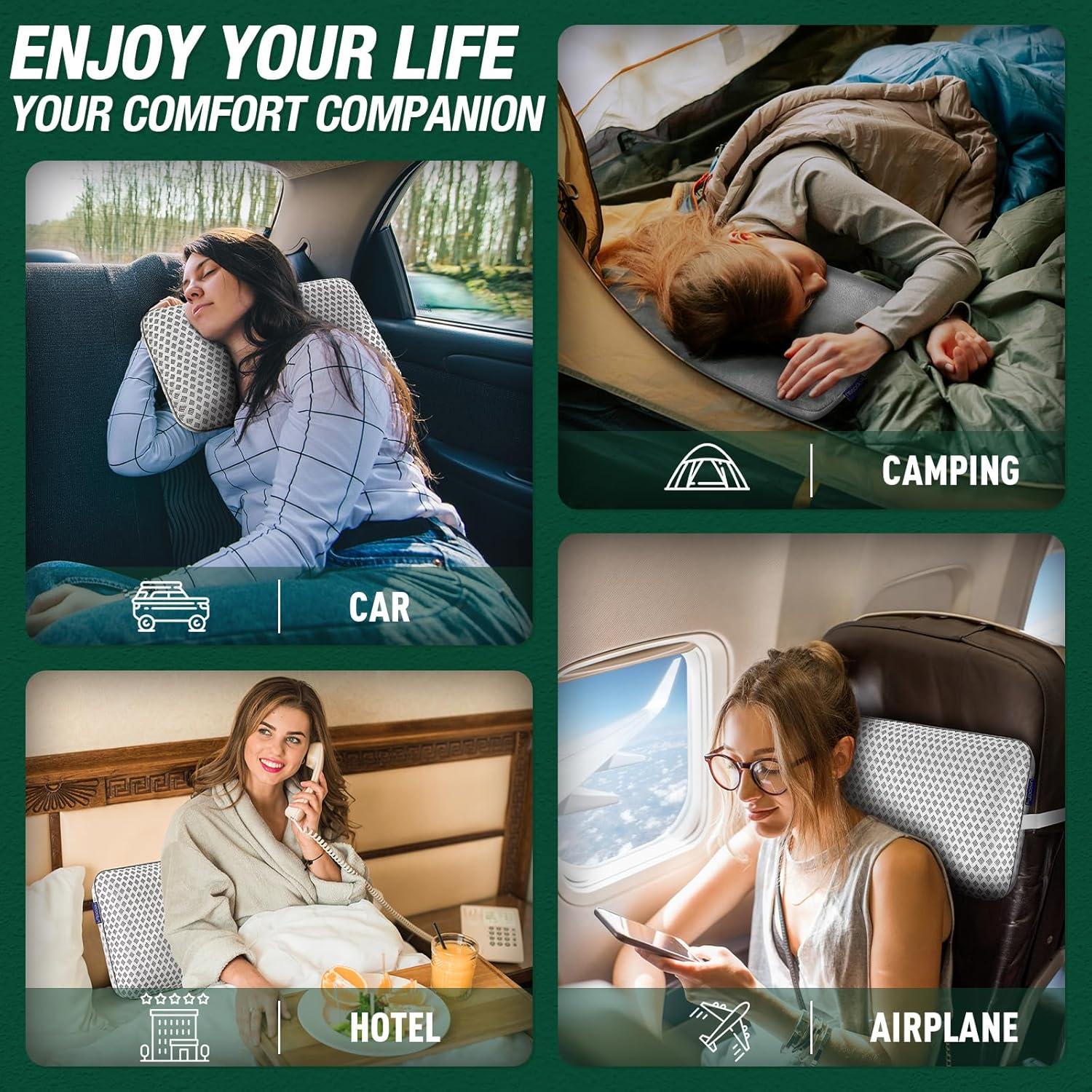 Almohada de Viaje Fulocean Mediana Espuma de Memoria Gris